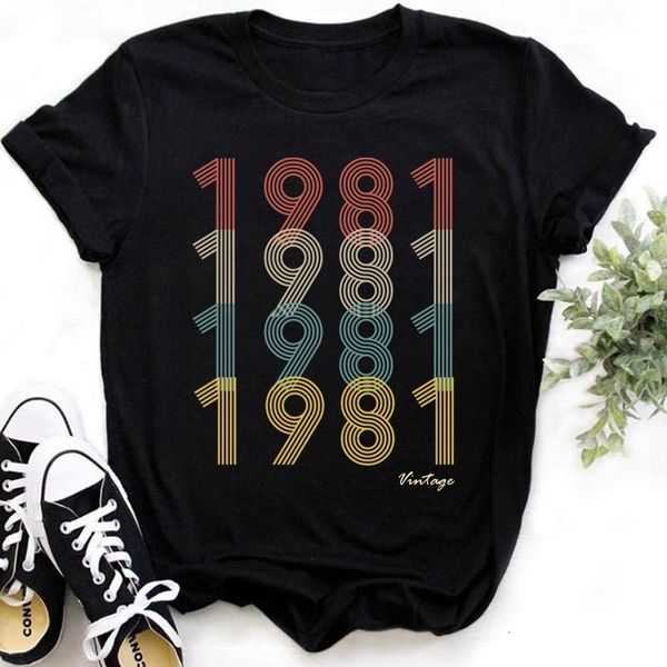 

womens tshirt vintage 1981 graphic print men women summer personality casual t shirts short sleeve tshirt tees o neck xs6xl 230411, White
