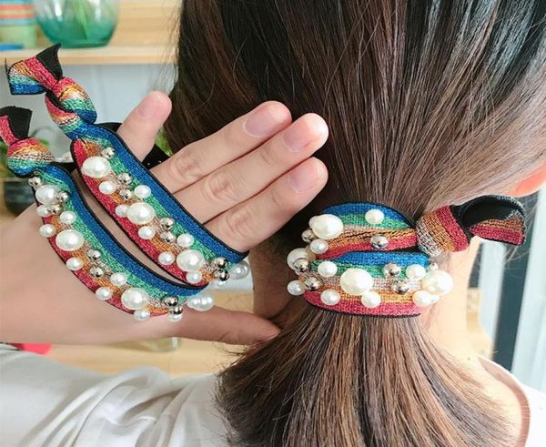 

new beautiful hair accessories high elasticity rubber band head rope hair ring colored knotted hairline hairpin hand beading 7448511