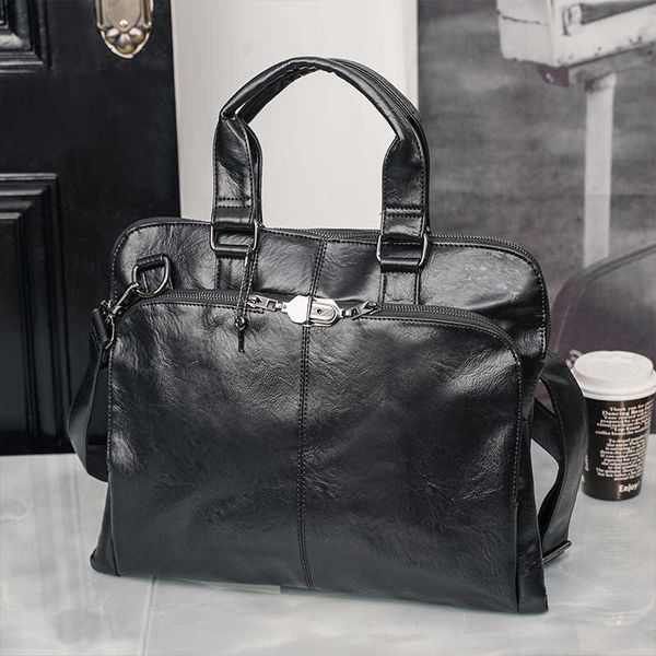 

new leisure business handbag korean briefcase single shoulder diagonal cross bag fashion men's backpack computer file bag 230412