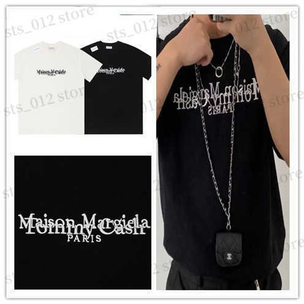 

men's t-shirts hip hop high street embroidered letter mm male female couple loose round neck short sleeve trendy style t230412, White;black