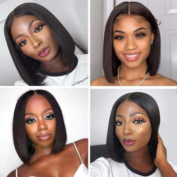 

hair wigs straight bob human lace closure short for women malaysian front 230412, Black