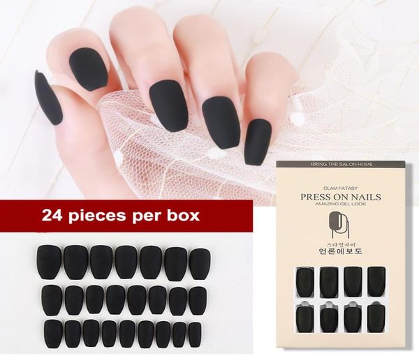 

reusable detachable fake matte artificial tips press on nail for long false nails art manicure fake extension tips with sticker gl5879771, Red;gold