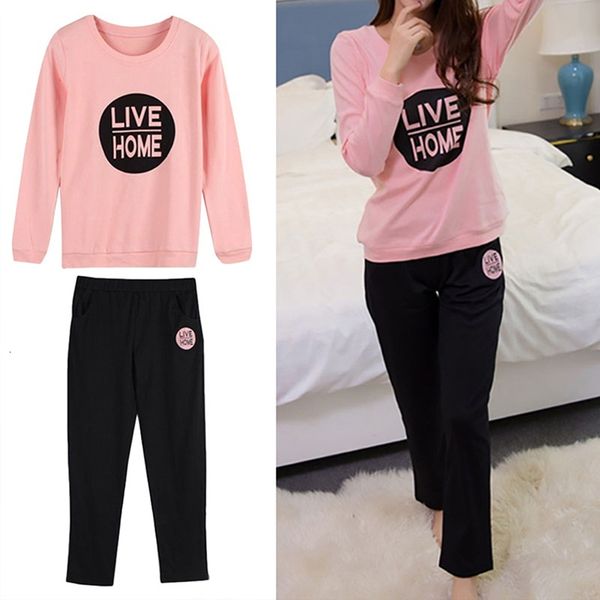 

women's sleepwear pajamas sets spring autumn carton women long sleeve suit cute big girls homewear gift for female 23412, Black;red