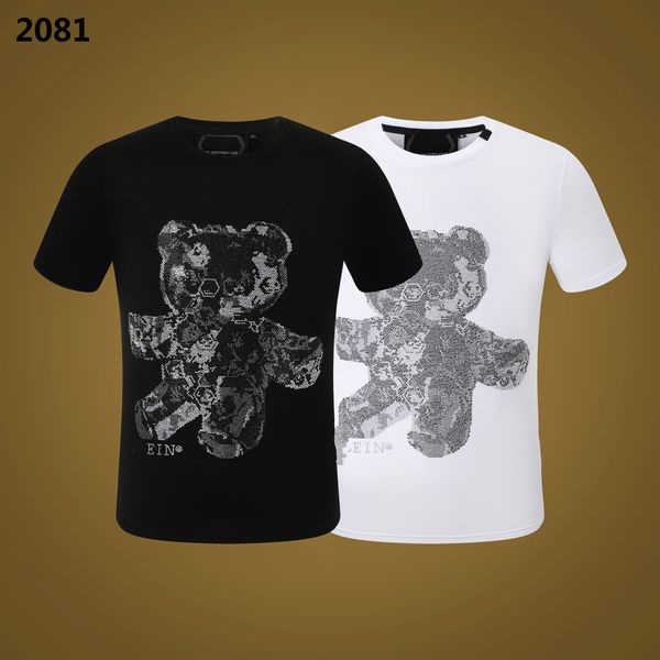 

phillip plain men designer pp skull diamond t shirt short sleeve dollar brown bear brand tee o-neck skulls tshirt tees pp2081, White;black