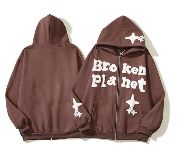 

b480 broken planet man sweatshirt zipper cardigan mens hoodie jumper designer hoodies streetwear men's clothing, Black