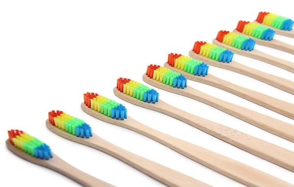 

environmental protection rainbow bamboo head tooth brush toothbrush wooden soft bamboo brush toothbrush oral care for children and3807260
