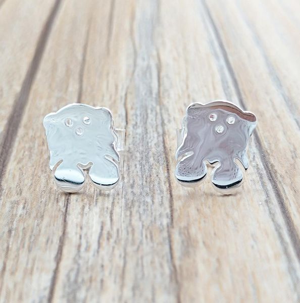

bear earrings baer jewelry stud 925 sterling silver fits european jewelry style gift andy jewel 9111420703118296, Golden;silver
