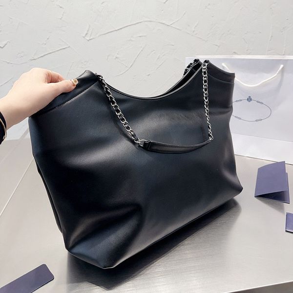

tote shopping bag classic design black genuine leather grand for women 37cm