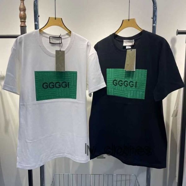 

g-letter embroidered men's t-shirt | fashion loose fit tee for couples, White;black