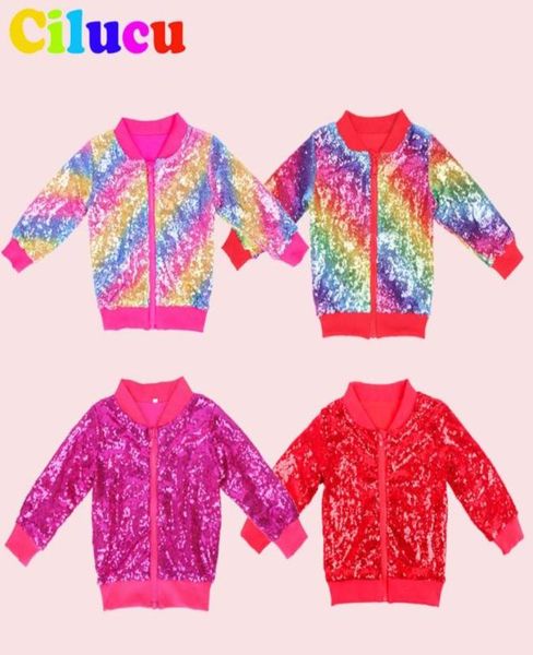 

toddlers christmas jacket for girls sequin bomber rose gold coat kid autumn birthday party outwear coat zipper round neck jacket2092186, Blue;gray