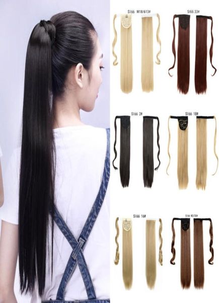 

long wrap straight around the clip on the extension penytails hair resistance of heat8842505, Black