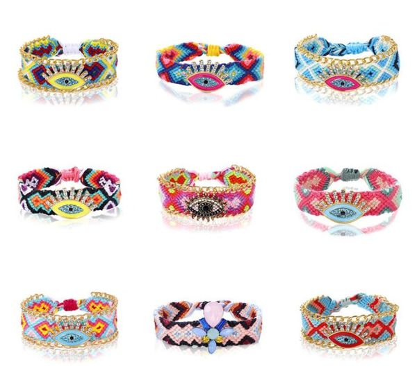 

vsco girl bohemian evil eye charm bracelet couple handmade woven rope bangle friendship bracelets for women men vintage jewelry gi9400214, Golden;silver