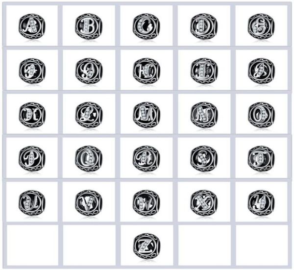 

authentic 2017 letter beads fit pandora bracelets necklaces silver 925 original charm with cubic zirconia for jewelry diy making k5775793, Black