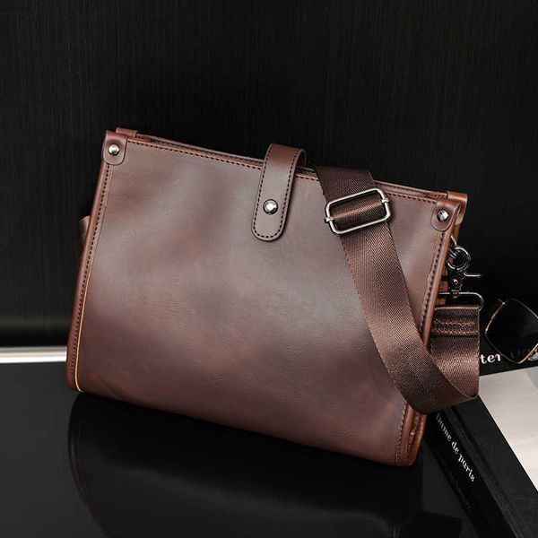 

men's bag trend small bag crazy horse skin men's one shoulder messenger bag korean casual ipad small hanging bag 230412