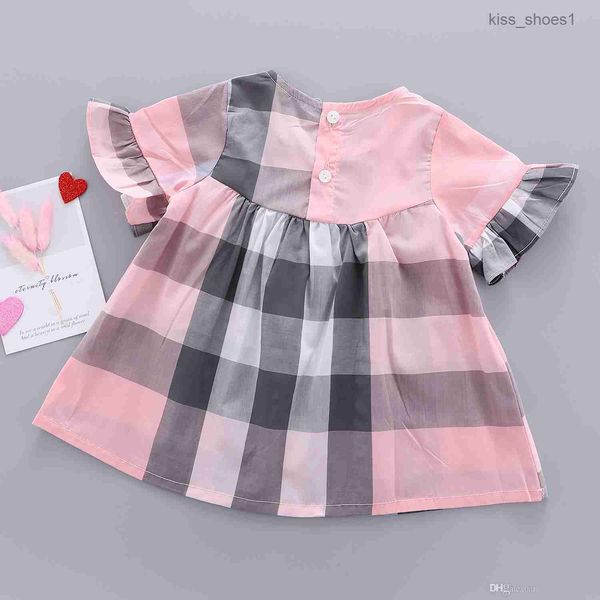 

3 color kids designer clothes girls beige plaid princess dress 100% cotton dress 2021 children's clothing baby girl clothes b202, Red;yellow