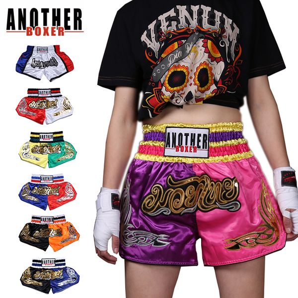 

shorts men child women boxing fight muay thai pants kickboxing sanda sportswear grappling fitness trunks 230412, Black