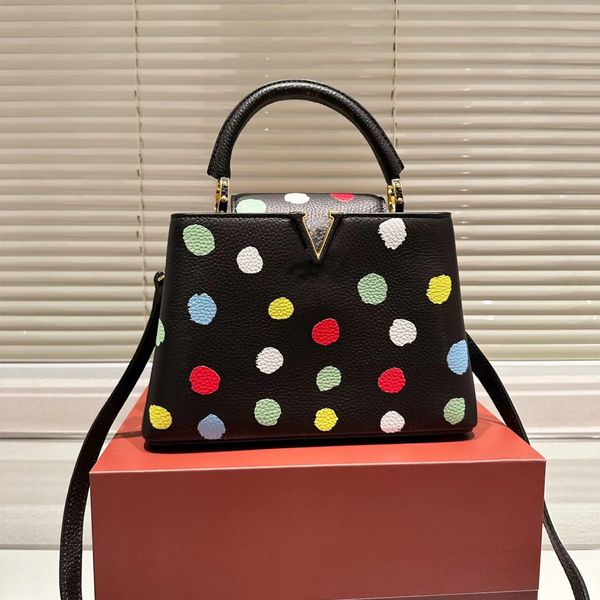 

women fashion bags totes litchi grain taurillon handbag shopping satchels shoulder cross body outdoor messenger bags capucines luxury design