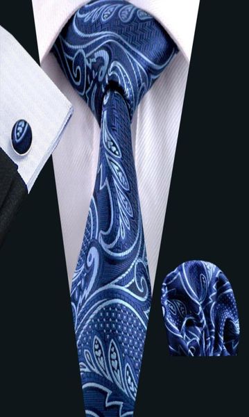 

paisely tie hankerchief cufflinks set jacquard woven mens tie set blue paisely business work formal meeting leisure n06351065476, Black;blue