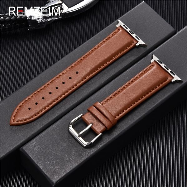 

watch bands calfskin genuine leather watchband 38mm 40mm 41mm for iwatch 8 7 6 5 4 3 se replace wrist strap 42mm 44mm 45mm for apple watch 2, Black;brown