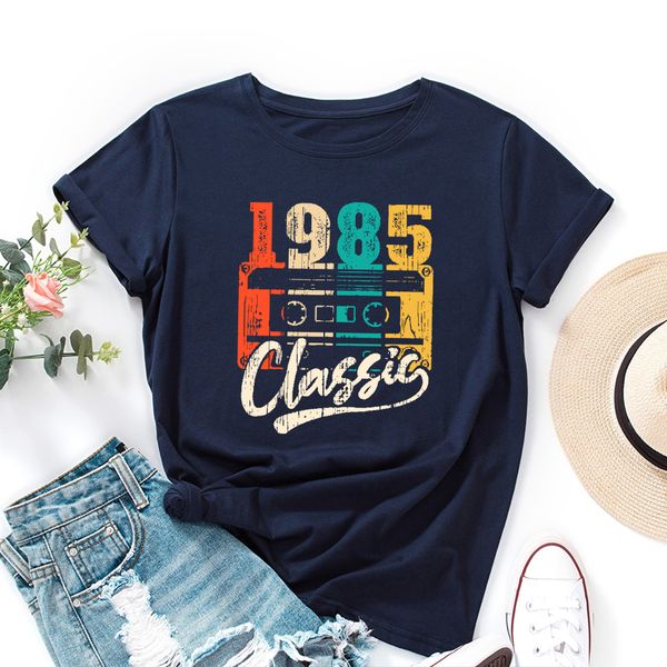 

womens tshirt funny 1985 vintage birthday gift t shirts 38years old 38th idea women girls mom wife daughter retro y2k tshirt 230411, White