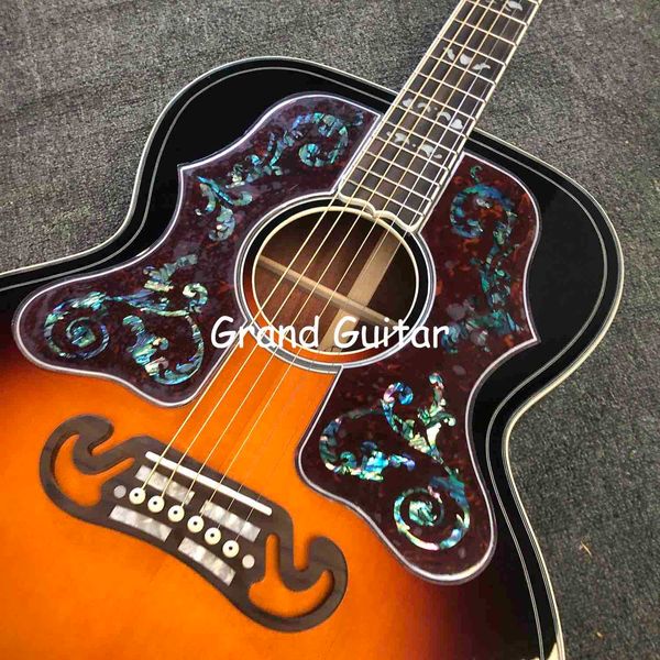 

custom 43 inch jumbo bob dylan classic acoustic electric guitar cocobolo back side