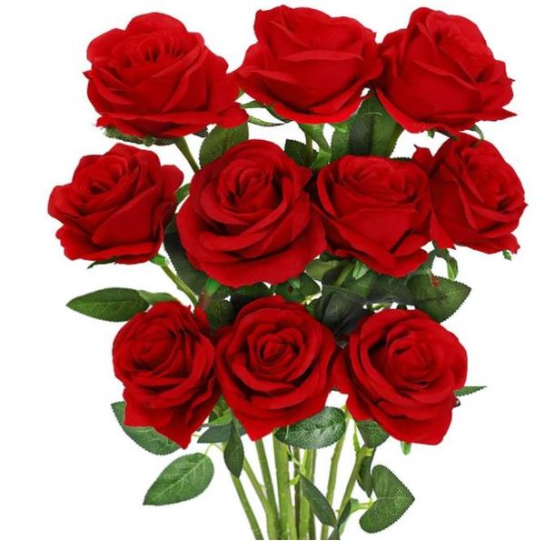 Artificial Flower Flannel Rose Fake Flower Wedding Home Decoration Artificial Flower Decoration Valentine's Day Gift