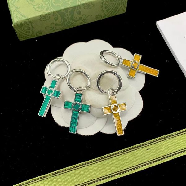

multicolor letter dangle&chandelier cross small personalized men's and women's hip hop earrings, Silver