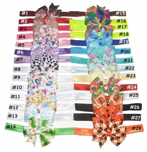 

new girls christmas headbands dovetail bow children halloween hair accessories bow hair band 28 colors c30629322649, Slivery;white