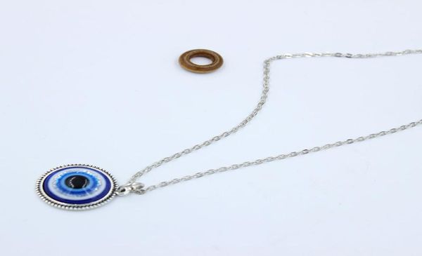 

turkish symbol evil blue eyes pendant necklace resin bead pendant necklace women men nazar turkey arabic islamic lucky charm gift 7411143, Silver