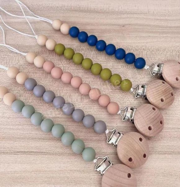 

silicone chain wood clip baby nipple holder handmade pacifier clip toddler chewing appease chains3019341