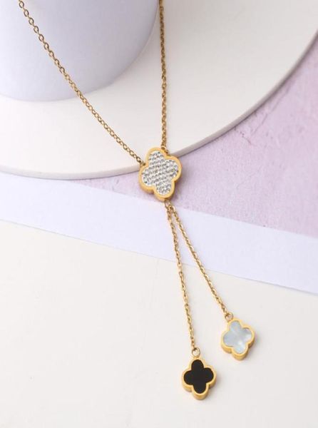 

ladies clover shell pendant necklace 18k gold stainless steel jewelry for women5334646, Silver