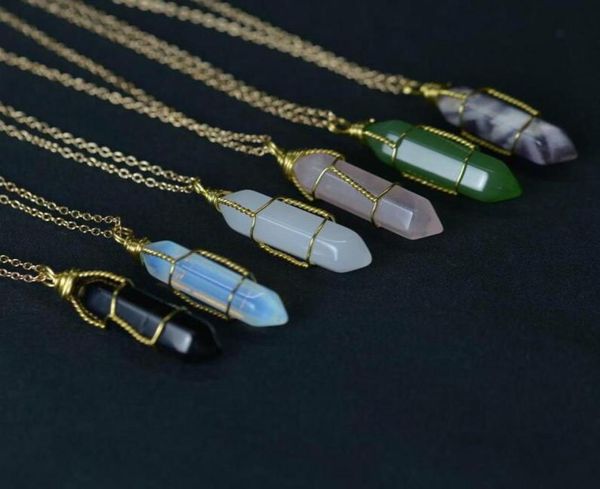 

hexagon shape chakra natural stone healing point pendants necklaces with gold chain for women jewelry gift gc3018141418, Silver