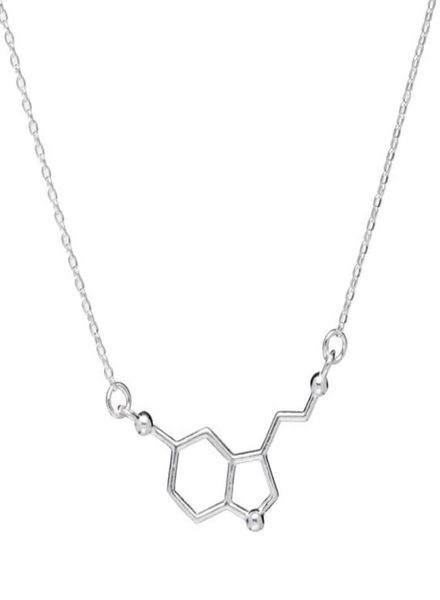 

1 chemical molecular structure pendant necklace formula 5ht geometric exquisite nurse simple lucky woman mother men039s family7551284, Silver