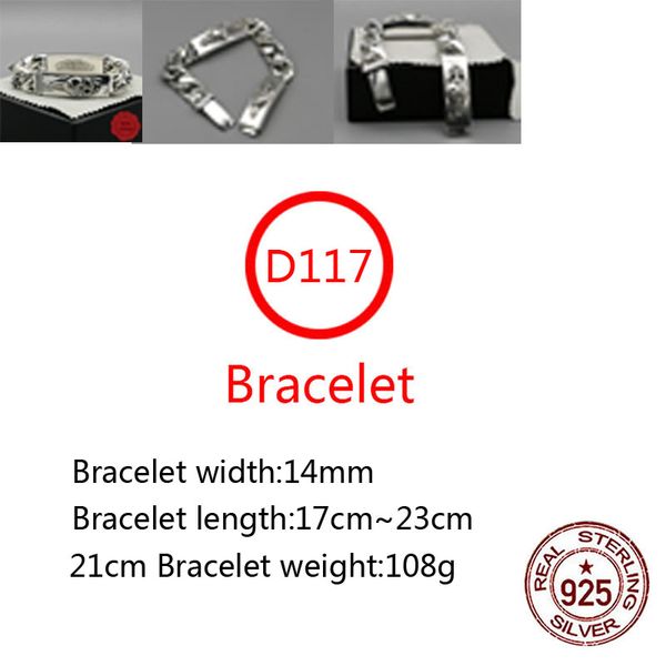

d117 s925 sterling silver bracelet fashion letter personalized vintage cross flower sacred sword heart punk hip hop jewelry style lover gift, Golden;silver