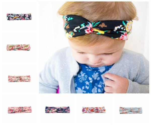 

baby printed flower knitting cotton cross headbands kids hair bows headdress hair band headwrap turban knot children hair accessor5532507, Slivery;white