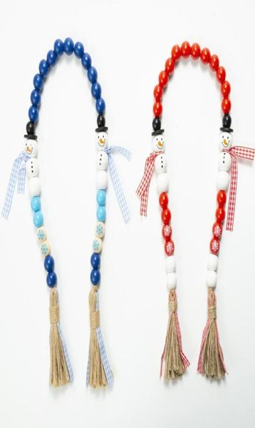 

wall decor christmas snowman wood bead garland decorated tassel farmhouse beads party favor decorations m38051863797