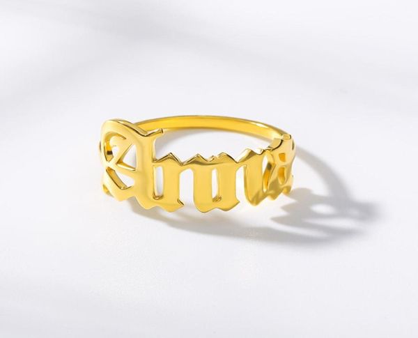 

custom old english ring for women and men personalizado stinless steel name rings fashion jewelry anniversary gift8070654, Silver