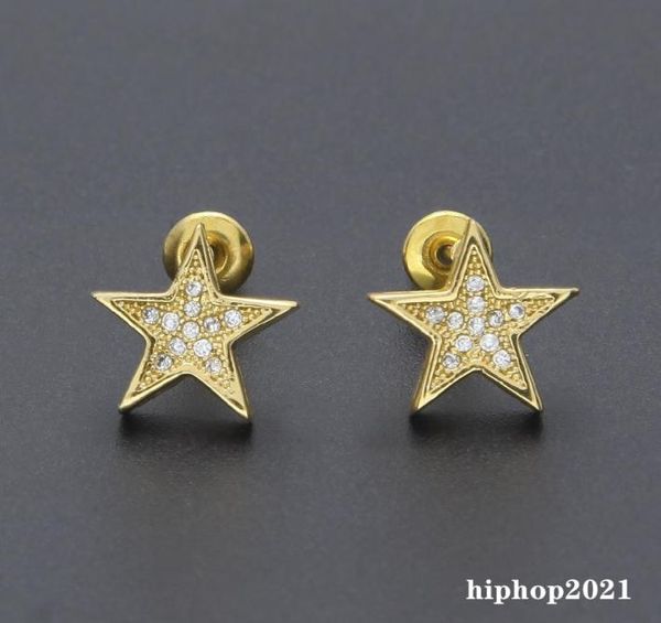 

mens hip hop stud earrings jewelry new fashion gold silver fivepointed star earrings for men6416403, Golden;silver