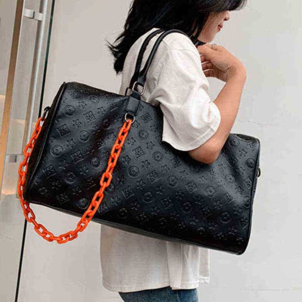 

women weekend duffle bags night gym sport waterproof luxury print design travelling bag leather duffle bag 220630