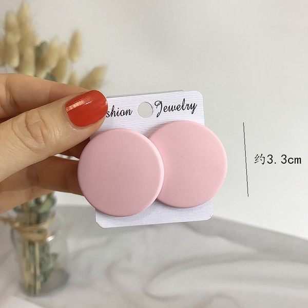 

s925 silver earring color square stud frosted spray paint rhomboid round candy color solid color acrylic ring, Golden;silver