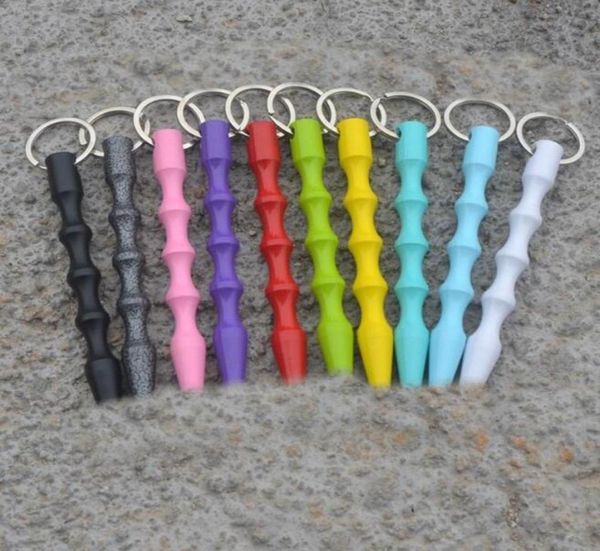 

19 colors whole mini selfdefense stick keychain solid aluminum women self defense keychains broken window escape sticks8407514, Silver