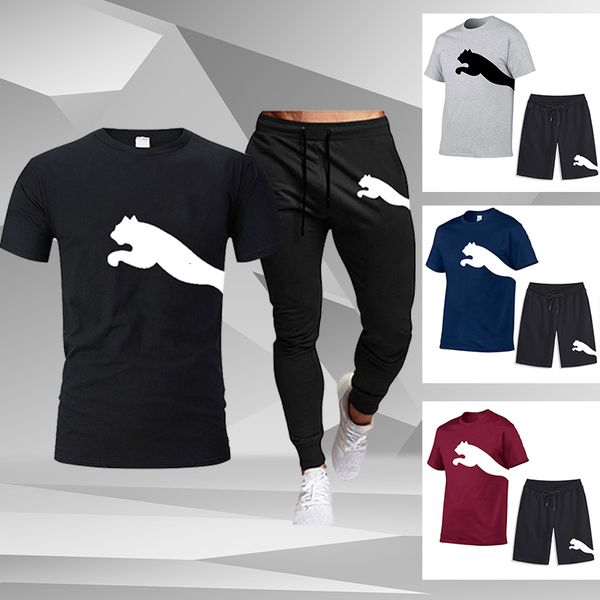 

men s tracksuits summer mens brand t shirts sets fashion sportwears streetwears shorts tees casual outfits male cotton shirts suit 230411, Gray