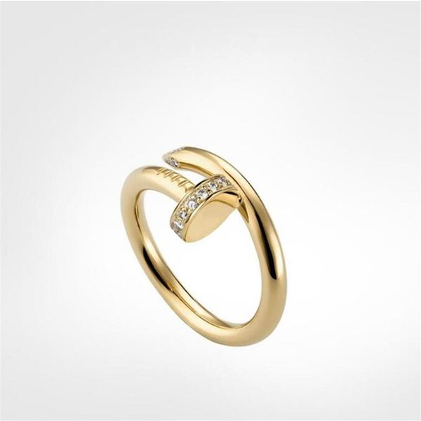 

designer nail rings diamonds love screw ring classic luxury jewelry men women titanium steel alloy gold-plated craft gold silver r211f, Slivery;golden