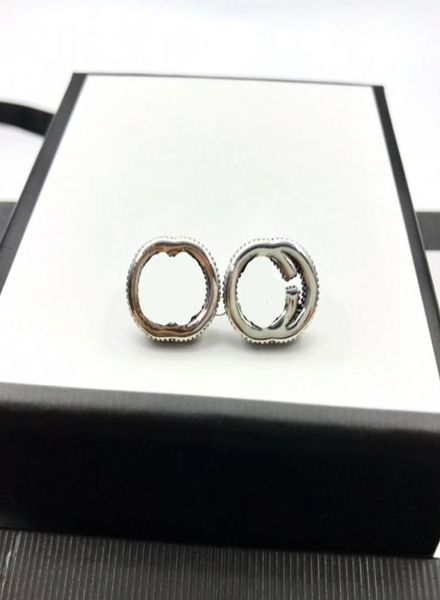 

s925 vintage classic charm stud for women hollow letter black silver earring solid color punk earrings1686109, Golden;silver