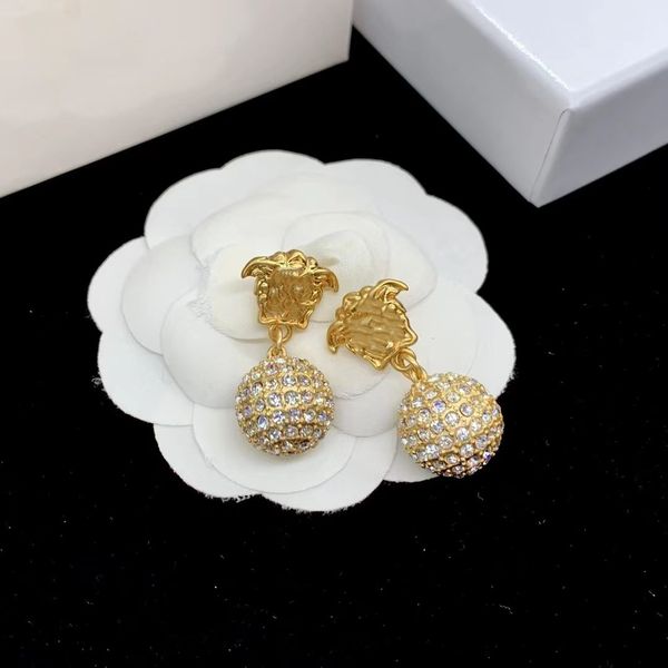 

charm casual natural style suitable for all occasions designer earrings diamond ball earrings, Golden