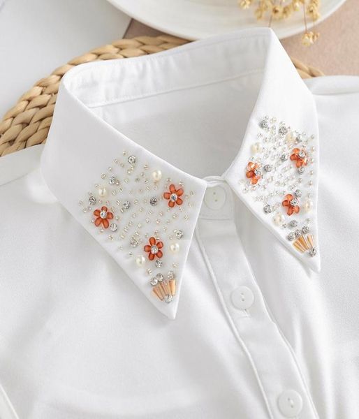 

bow ties women handmade beads fake collar for sweater shirt detachable collars blouse half false8109048, Black;gray