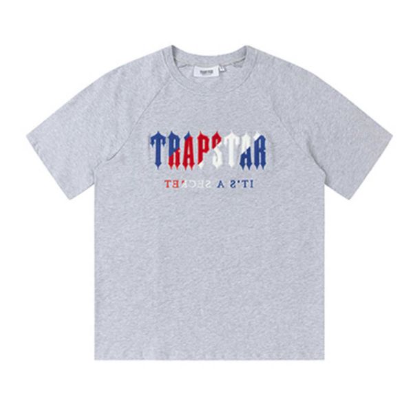 

men's t-shirts designer mens trapstar t shirt short sleeve print outfit chenille tracksuit black cottons london streetwear s-2xl comfor, Gray