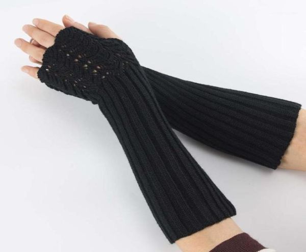 

five fingers gloves fashion women men solid color arm warmer long fingerless knitting mittens autumn winter spring warm16061905, Blue;gray