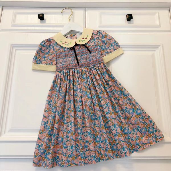 

sets girl's dresses summer toddler girls brown flower maxi dress designer kid girl clothes cotton materials, White