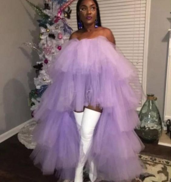 

lavender tulle hi low homecoming dress straplees party dresses tiered ball gown cocktail dress high low skirt tutu women formal ve4195896, Blue;pink